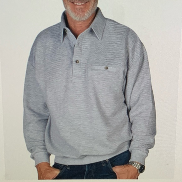 Classics by Palmland Solid Textured Banded Bottom Shirt - Picture 1 of 6